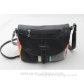 rainbow canvas print combine with leather cover shoulder bag,fashion belt woman bag